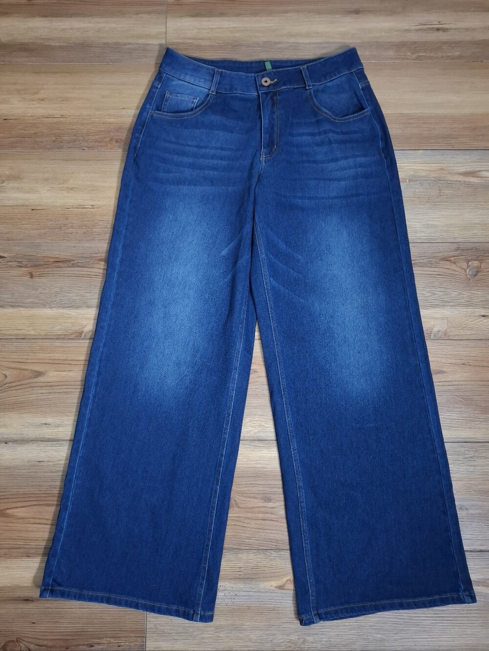 Halara Flex Mid Rise Zipper Pockets Washed Baggy Wide Leg Casual Jeans M NEW